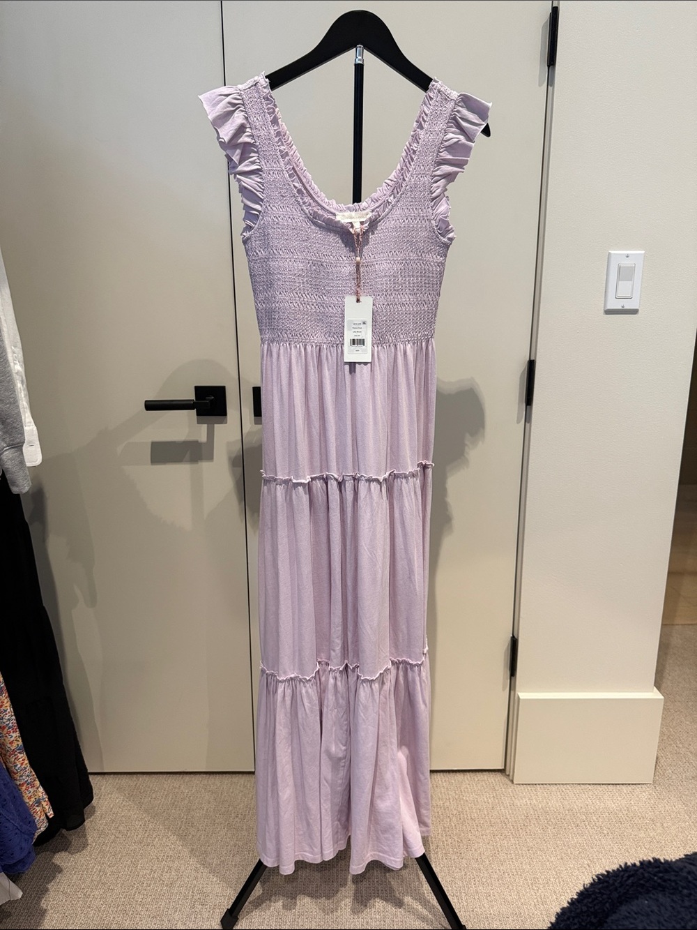 LoveShackFancy Lavender Ruffle-Trim Maxi Dress